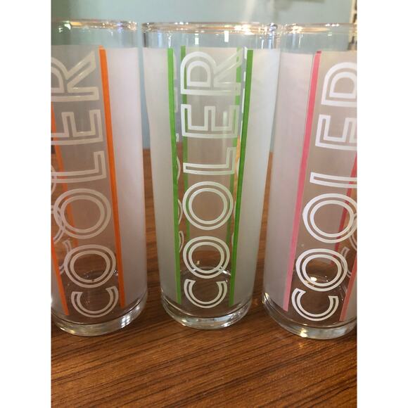 Libbey COOLER Stripe Highball Tom Collins Cocktail Barware Red/Pink Orange Green - Picture 8 of 8